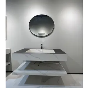 新设计大理石风格定制尺寸黑色浴室梳妆台浴室台面