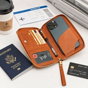 Cartera Porta Tarjetas RFID 2026, Oferta Especial, Estuche para Pasaporte de Cuero PU Personalizado, Bolsa de Viaje Multifuncional - Product Image 3