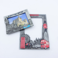 Cadres photo personnalisés en gros européen 3d Vintage Souvenir Taiwan Paris FIorida Cadres photo magnétiques carrés en métal aluminium