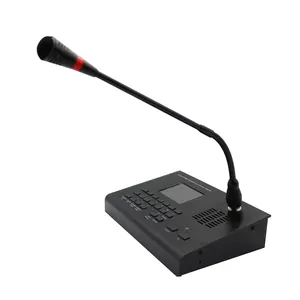 Кнопка версия SIP сеть PA система внутренней связи с гусиным шейком настольный микрофон с 2,8 дюймовым ЖК-дисплеем для пейджинга