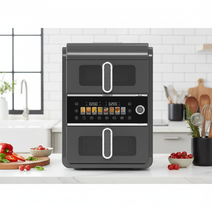 Kitchen Appliance New Grey Digital Large Capacity 10L Square Luxury Double <b>Stacked</b> Air Fryer Oil Free Baking <b>Plastic</b> - Product Image 2