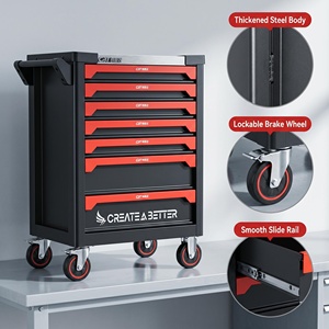 Chariot à outils en acier multi-niveaux avec cadre soudé intégré et armoire antirouille pour l'organisation des outils et quincaillerie - Product Image 4