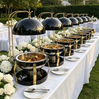 Equipamento de Aquecimento de Alimentos para Buffet Dourado de Aço Inoxidável 8L a Álcool, Mais Vendido para Restaurantes e Festas