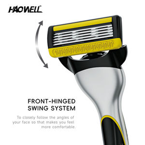 Q01 картридж сменный металлический с резиновой ручкой 5 пять лезвий бритвенная система лезвия бритвы для мужчин - Product Image 4