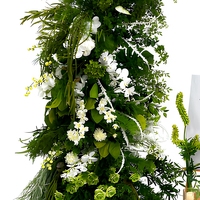 Arche de mariage artificielle blanche et verte, ensemble d'arrangements floraux en soie, panneau de bienvenue en verdure pour cérémonie et réception