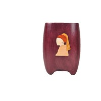 Tempat Pena Kerajinan Kayu Walnut Kreatif Mutiara Gadis Belajar Vintage Hadiah Premium Kayu Solid Seni Dekoratif Hadiah Ulang Tahun