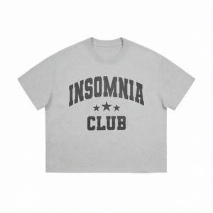 Camiseta de Algodón para Mujer Insomnia Club, Manga Corta, Cuello Redondo, Corte Regular, Estilo Casual Urbano, Logotipo Estampado, Tejido Jersey - Product Image 1
