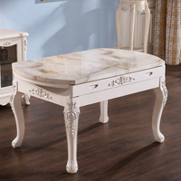 Ensemble de table à manger pliable multifonctionnel extensible, style moderne minimaliste, bois massif, marbre, carré à rond, pour la maison