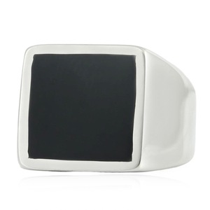 yunnique Men's <b>Titanium</b> Steel <b>Ring</b> Black Epoxy Resin Rectangular Geometric Fashion Jewelry Gift - Product Image 4
