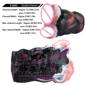 GEEBA Masturbatore Maschile a Forma di <span class=keywords><strong>Animale</strong></span> Fantastico, Vagina Realistica a Doppio Canale, Pocket Pussy Stroker, Sex Toy per Adulti in Silicone, Onahole - Product Image 4