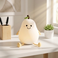 Veilleuse en silicone en forme de poire, rechargeable par USB, lampe de chevet LED pour enfants, commande tactile, changement de couleur, lampe de nurserie avec minuterie
