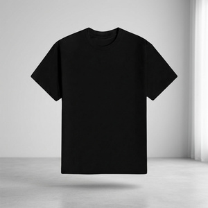 เสื้อยืดคอกลมแขนสั้นผู้ชาย สีดำ ผ้าฝ้าย ทรงปกติ สไตล์ลำลอง ผ้าเจอร์ซีย์ ย้อมสีพื้น - Product Image 2