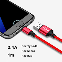 Câble Usb pour Iphone 13, câble de chargement de données Usb pour Type C, en Nylon, câble de charge Micro 2,4 a pour chargeur Android