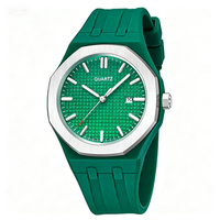Montre à quartz avec boîtier en alliage d'acier inoxydable, bracelet en silicone sport tendance, calendrier, montre couple