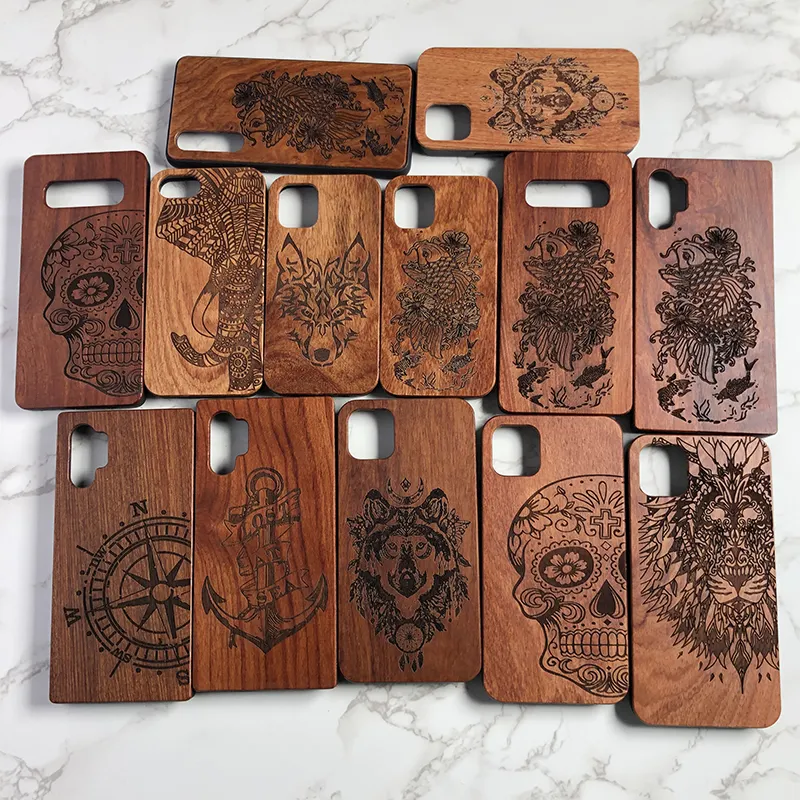 High Quality Solid Wood Mobile Phone Cases Wooden Mobile Cover For Iphone 12 11 pro max XS MAX Laser Carving Wood Cases Durable