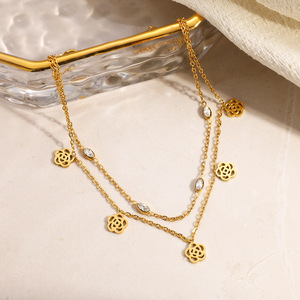 Fashion <b>Anklets</b> Stainless Steel 18k <b>Gold</b> Plated Flower Design Bezel Setting Foot Ornament Vacation Style - Product Image 3