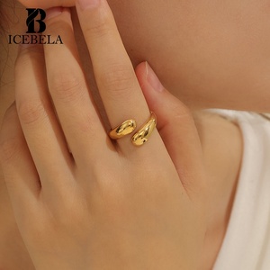Icebela 925 Sterling Bạc Tùy Chỉnh Có Thể Điều Chỉnh Nước Drop Shape Nhẫn Phụ Nữ Đơn Giản Mịn Điêu Khắc <span class=keywords><strong>Crossover</strong></span> Vòng Cho Cô Gái - Product Image 4
