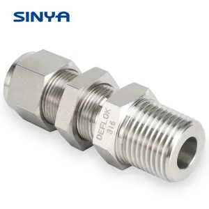Hydraulic Fittings Supplier Hydraulic Instrument Compression Tube Fittings 1 To 16 Inch 3/8 In. Tube X 1/2 In. NPT Stainless SteelBulkhead Male Connector