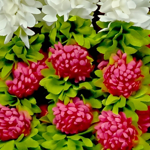 Artificial <b>White</b> Floral Garland with Decorative Pink Flowers Pearl <b>Hanging</b> Mala for Wedding Festival Temple Decoration - Product Image 2