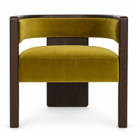 Fauteuil lounge en velours olive, fauteuil d'appoint avec structure en bois de chêne massif pour salon, OEM ODM personnalisé