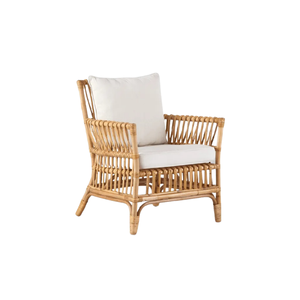 Le fauteuil en rotin naturel artisanal et écologique, livré avec des coussins moelleux, idéal pour embellir l'intérieur et l'extérieur. - Product Image 1