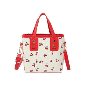 2025 New Cherry Cute Printed PU Leather Handheld Fashion Bag Large Capacity Single Shoulder <b>Tote</b> Bag for Women - Product Image 5