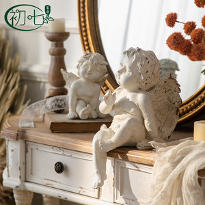 รูปปั้นนางฟ้าสไตล์อเมริกันเรโทร ทำจากเรซิ่น งานแฮนด์เมด ตกแต่งทางเข้าบ้านสไตล์ชิคเก๋ - Product Image 3