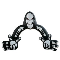 Arche Gonflable Crâne Mortuaire Thème Halloween Horreur pour Décoration de Festival Transfrontalier avec Lumière LED pour Cour Extérieure