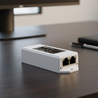 Extensor PoE de Plástico 10/100Mbps DC48V 30W RJ45 IEEE802.3af/at, Repetidor PoE 1 Salida 2 Entradas para Monitor, Cámara, Sistema CCTV