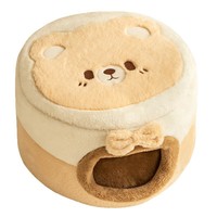 Luxe polyester katoenen ronde kattenbed & hondenopvangtent - Winterwarm, geschikt voor alle seizoenen, in doos verpakt, veilige huisdierenbed