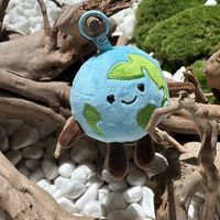Porte-clés en peluche mignon en forme de Terre, jouet planétaire doux et rembourré, mini pendentif de sac en peluche Kawaii pour cadeau d'enfant, vente en gros