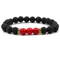 Natuurstenen kralenarmband vulkanische steen zwarte lava turquoise rode agaat unisex elastisch gemaakt in Yiwu Zhejiang