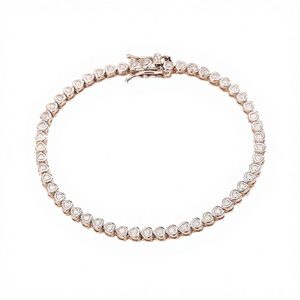 Venta al por mayor de pulseras de tenis clásicas de plata de ley S925 con moissanita de 3 mm, chapadas en rodio, corte brillante para mujer, NGTC - Product Image 3