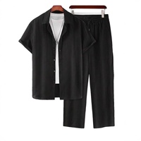 Conjunto de Camisa y Pantalones Cortos Casuales de Negocios para Hombre, Estilo Hawaiano, 100% Poliéster, Acme CQ-7734, Nueva Llegada de Verano