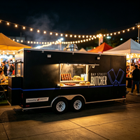 Remolque Comercial de Comida con Parrilla a Gas para Albóndigas y Brochetas de Carne de Res Tailandesa en el Mercado Nocturno del Sudeste Asiático