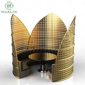 हुएलिन लक्जरी रेस्तरां संगमरमर डाइनिंग टेबल और मेटल पार्टिशन, रेस्तरां टेबल और चेयर सेट के साथ बूथ सीट - Product Image 3