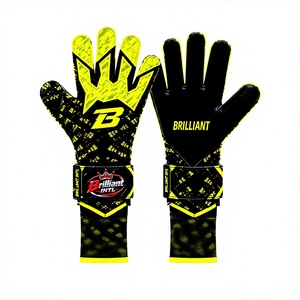 Guantes de Portero de Fútbol Negros y Amarillos, Transpirables, con Palma de Látex Premium, Cierre de Gancho y Bucle en la Muñeca, Protección para los Dedos, para Entrenamiento - Product Image 1