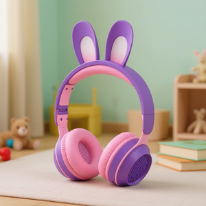 Auriculares Myrva Rabbit, auriculares inalámbricos Bluetooth morados para niños con diseño de seguridad con límite de volumen - Product Image 2