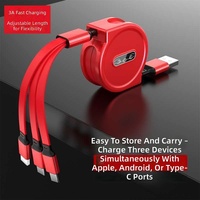 Câble USB rétractable 3-en-1 de haute qualité avec logo personnalisé, charge rapide Micro Type-C pour appareil photo et téléphones mobiles