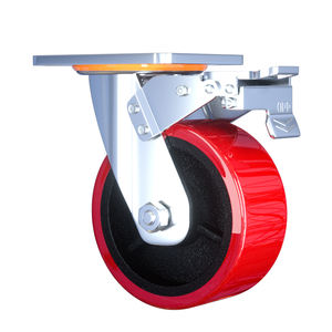 1 Tonne Industrielle Lenkrolle Extra Schwerlast Pulverbeschichteter Gusseisenkern <span class=keywords><strong>PU</strong></span>-Transportrollen Breite 50mm Maschinentransport - Product Image 3