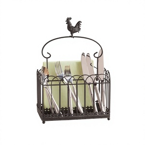 Support de rangement décoratif sur pied pour couverts, non pliable, avec poignée en fer forgé, en fil métallique, pour ustensiles de cuisine - Product Image 1