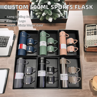Botol minum vakum stainless steel terisolasi termos 500ml set hadiah logo custom portabel anti bocor dinding ganda untuk bepergian