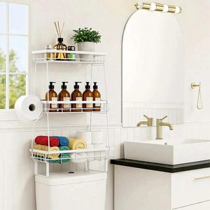Organizadores de Baño de 2 Niveles y Estantes de Almacenamiento 2 en 1, Estante Doble Estable para Colocar Sobre el Inodoro, para Baños Pequeños - Product Image 4