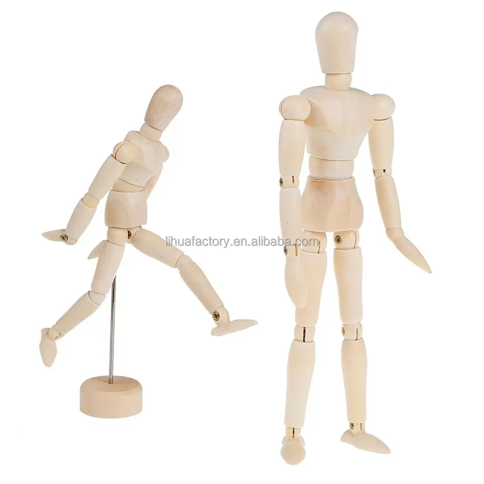 5.5インチ-12インチ可動ジョイント木製人体マニキンアートスケッチモデルアーティスト描画木製人形科学工学玩具