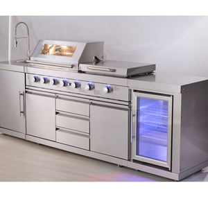 Isla de Cocina para Exteriores de Acero Inoxidable Moderna, Resistente y Eléctrica, Ajustable, con Fregadero y Ahumador Integrados - Product Image 2