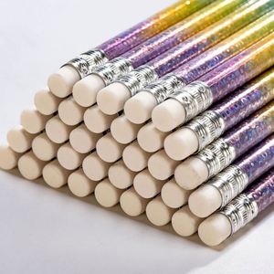 Lápices de Madera Redondos Personalizados con Purpurina Promocional, Coloridos, con Borrador en la Parte Superior, para Estudiantes - Product Image 1