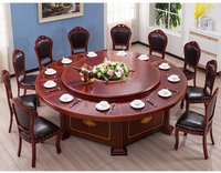 Ensemble de table à manger ronde pour restaurant, chaise en bois avec table rotative, table à manger électrique en bois massif avec 8 chaises