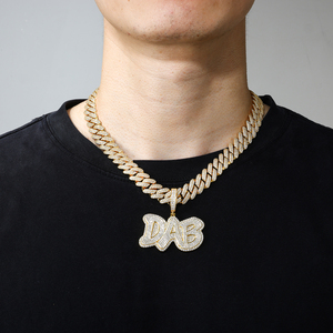 Moissanite Hip Hop geste <span class=keywords><strong>argot</strong></span> DAB lettre pendentif haute qualité fait à la main en argent Sterling 925 Lab Mossanite diamant bijoux pour hommes - Product Image 4