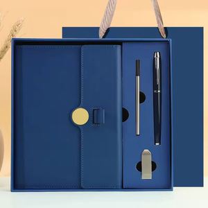 Novelties Business Logo Stationery Customized Luxury Pu Leather <b>Notebook</b> Pen and Refill Gift <b>Set</b> Office and School - Product Image 3