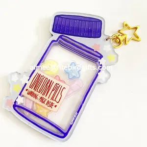 Nhà Máy Giá Thấp Moq Tùy Chỉnh Acrylic Shaker Móc Khóa DIY In Ấn Anime Shaker Móc Khóa Acrylic